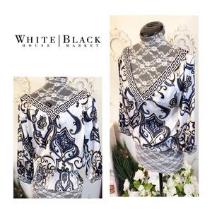 White House Black Market Print Satin Top